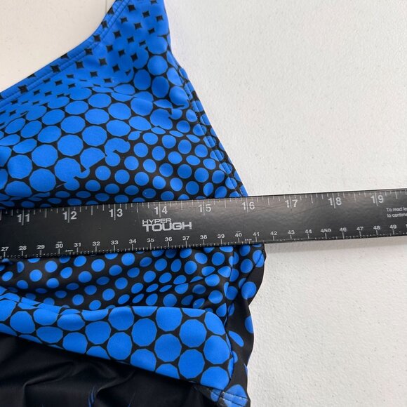 Blue & Black Halter Neck Polka Dot Swim Dress Cover-Up 2XL Beachwear Slimming - Picture 2 of 9